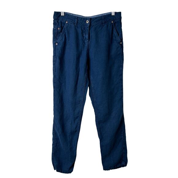 Poetry Linen Pants Blue Womens Size 8 5-Pocket Zip Fly Button Closure - Picture 1 of 8